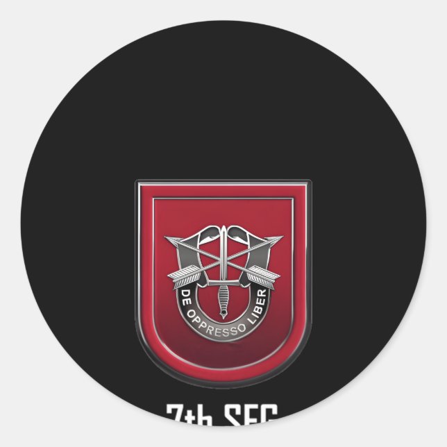 Sticker Rond 7E Unité Flash Des Forces Spéciales Sfg Beret (Devant)