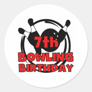 Sticker Rond 7ème Anniversaire de bowling
