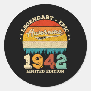 Sticker Rond 80 ans Awesome depuis 1942 80e anniversaire Cadeau