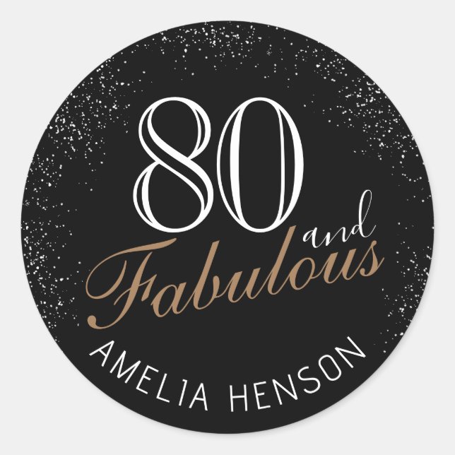 Sticker Rond 80 et fabuleux Elegant Black 80e anniversaire (Devant)