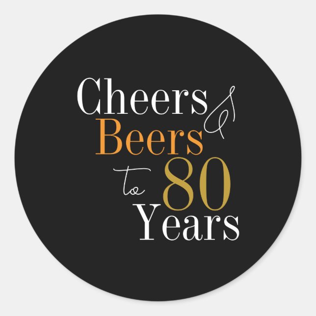 Sticker Rond 80e anniversaire Soeurs et bières Black Gold Party (Devant)