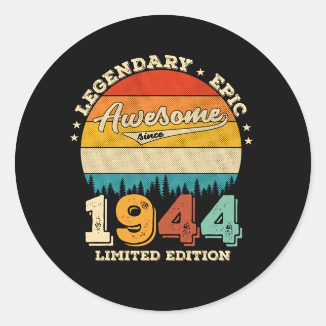Sticker Rond 81 Ans Anniversaire 1944 Magnifique 81e anniversai (Devant)