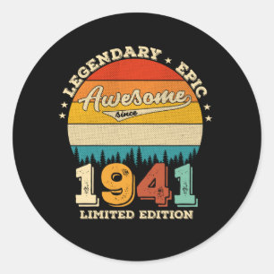 Sticker Rond 81 ans Awesome depuis 1941 81e anniversaire Cadeau