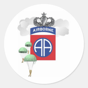 Sticker Rond 82e Aéronefs, Parachutistes, Ailes Supérieures