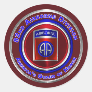 Sticker Rond 82e division aéroportée Texte bleu personnalisé