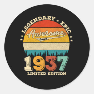 Sticker Rond 85 ans Awesome depuis 1937 85e anniversaire Cadeau