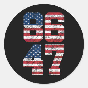 Sticker Rond 8647 Anti Trump 86 47 Retro Anti-Trump Drapeau Amé