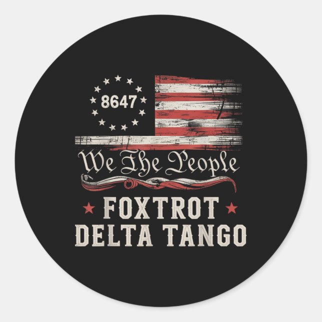 Sticker Rond 8647 Foxtrots Deltas Tangos America Flag  (Devant)