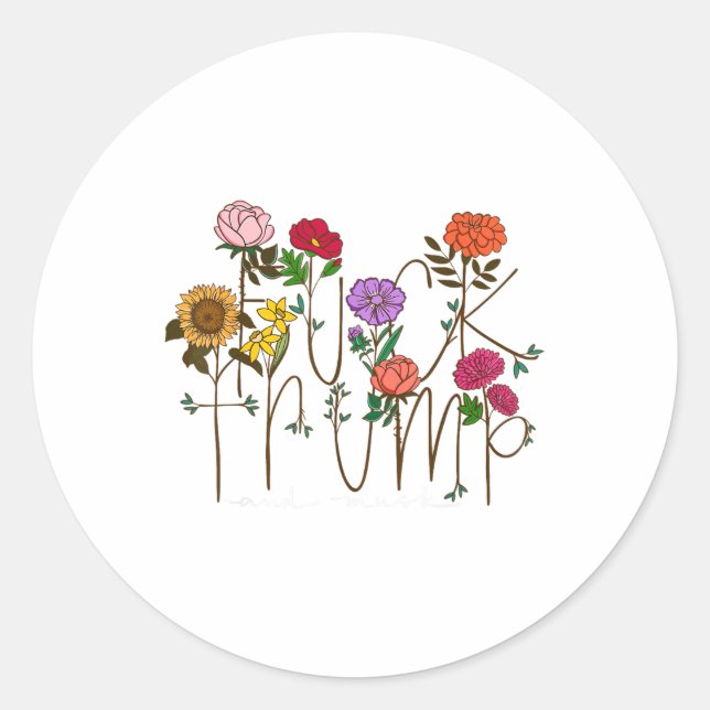 Sticker Rond 8647 Subtle Anti Trump 86 47 Floral Boho Style (Devant)