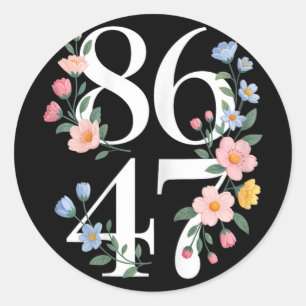 Sticker Rond 8647 Subtle Anti Trump Flower Floral Boho Vintage