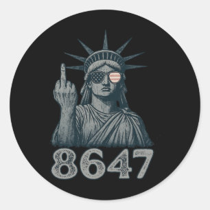 Sticker Rond 86 47 Anti Trump Funny 8647 Anti-Trump Statue De L