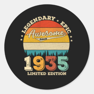 Sticker Rond 87 Ans Awesome depuis 1935 87e Anniversaire Cadeau