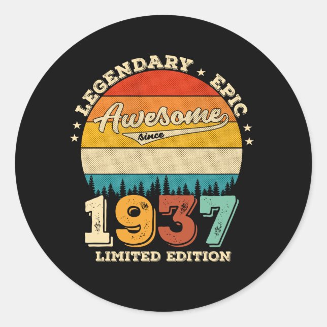 Sticker Rond 88 Ans Anniversaire 1937 Magnifique 88e anniversai (Devant)