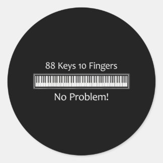 Sticker Rond 88 Touches 10 Doigts Pas de problème Piano Clavier