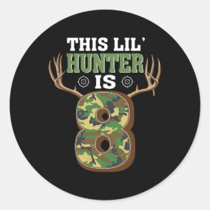 Sticker Rond 8 Anniversaire Chasse Cerf 8 Anniversaire Chasseur