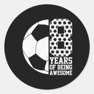Sticker Rond 8 Ans De Fête Pour Un Enfant Amoureux De Football