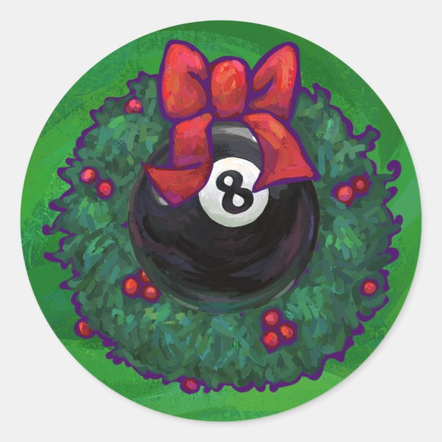 Sticker Rond 8 Balle Noël en vert (Devant)