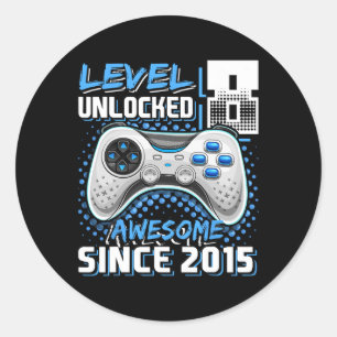 Sticker Rond 8 Déverrouillé Awesome 2015 jeu vidéo 8e anniversa