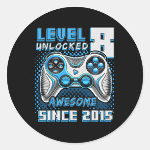 Sticker Rond 8 Déverrouillé Awesome 2015 jeu vidéo 8e anniversa