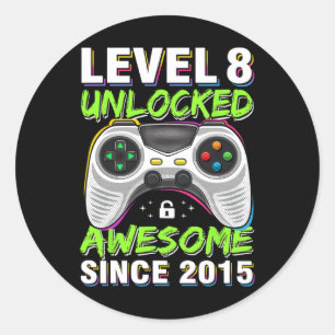 Sticker Rond 8 Déverrouillé Awesome depuis 2015 8e Anniversaire