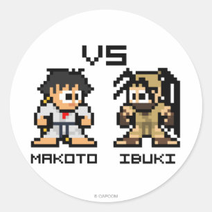 Sticker Rond 8bit Makoto CONTRE Ibuki