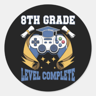 Sticker Rond 8e année Niveau Complet Jeu Gamer Graduation