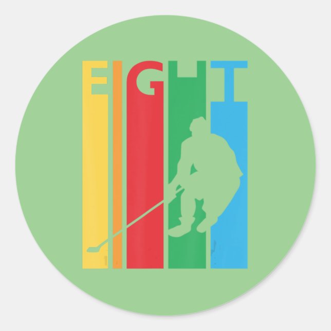 Sticker Rond 8e anniversaire Cadeau Huit Huit Hockey coloré Ann (Devant)