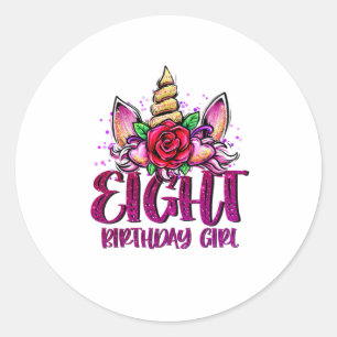 Sticker Rond 8th Birthday Girl Shirt 8 Year Old Girl Birthday G