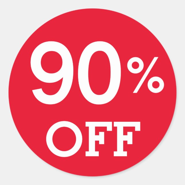Sticker Rond 90% 90% de réduction sur vente blanc et rouge (Devant)