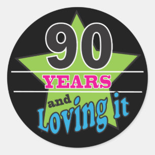 Sticker Rond 90 ans et aimer   90e anniversaire