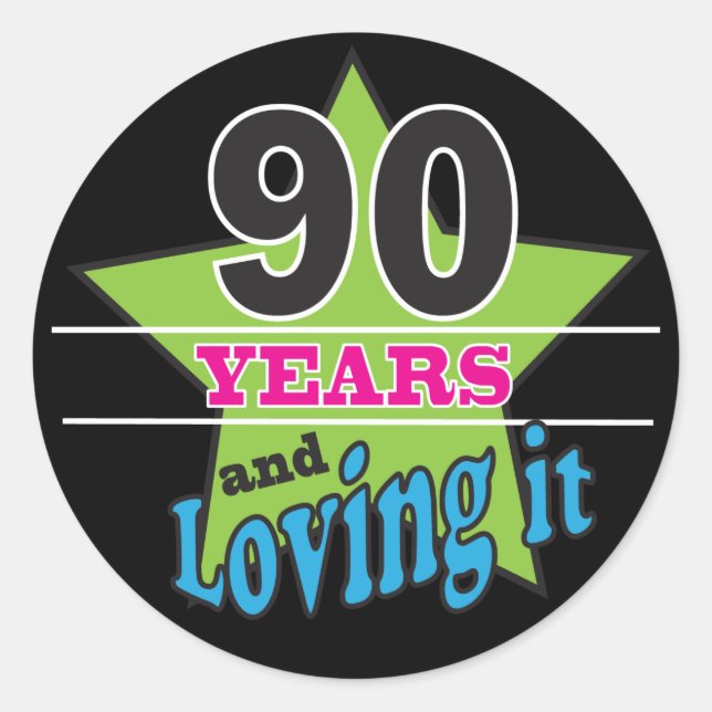 Sticker Rond 90 ans et aimer | 90e anniversaire (Devant)