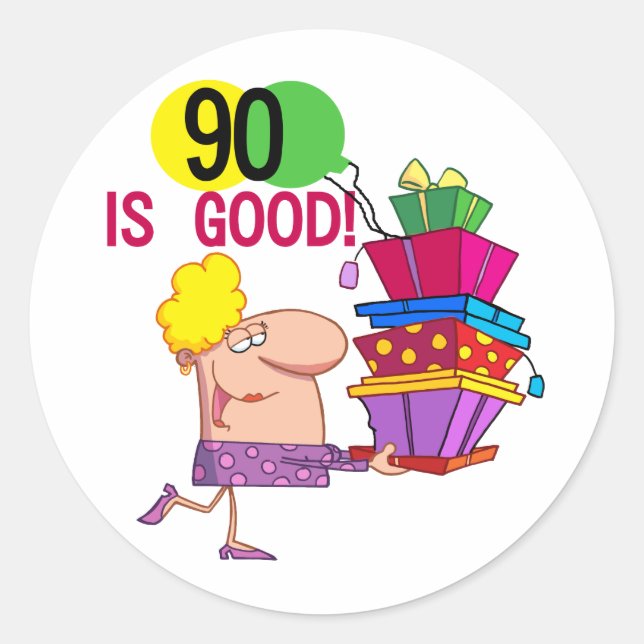 Sticker Rond 90 est Bon Anniversaire Tshirts et cadeaux (Devant)