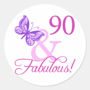 Sticker Rond 90 Et Cadeaux Fabuleux Anniversaires (Plum)