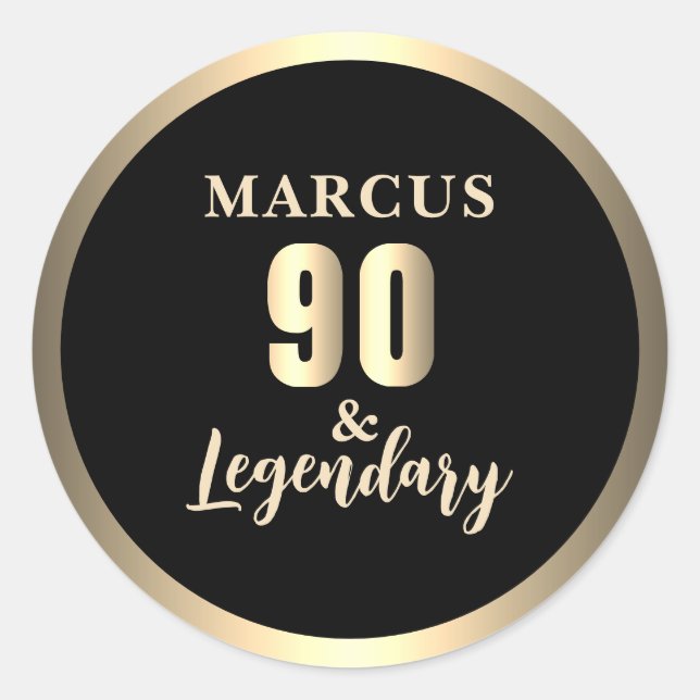 Sticker Rond 90 & Legendary Gold 90th Birthday (Devant)