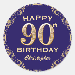 Sticker Rond 90e anniversaire de la Parties scintillant marine 