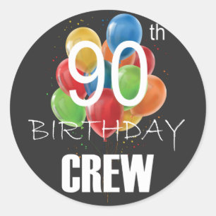 Sticker Rond 90e Anniversaire Équipage 90 Groupe d'équipage