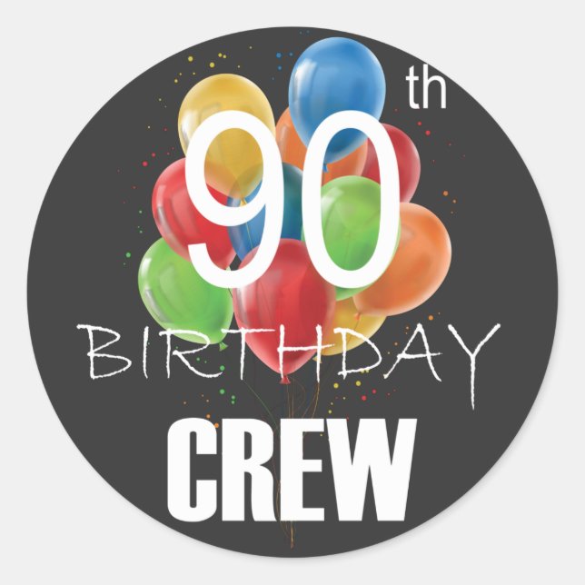 Sticker Rond 90e Anniversaire Équipage 90 Groupe d'équipage (Devant)