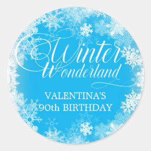 Sticker Rond 90e anniversaire Wonderland Winter Wonderland Snow