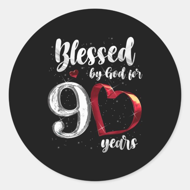 Sticker Rond 90th Birthday Blessed By God For 90 Years Birthday (Devant)