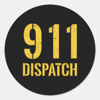 Sticker Rond 911 Ambulance Dispatcher Ligne jaune Drapeau améri