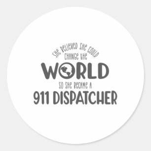 Sticker Rond 911 répartiteur, répondeur, police, mince ligne bl