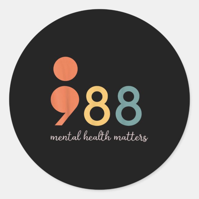 Sticker Rond 988 Semicolon Santé mentale S Prévention du suicid (Devant)