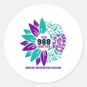 Sticker Rond 988 Sensibilisation à la prévention du suicide Sem