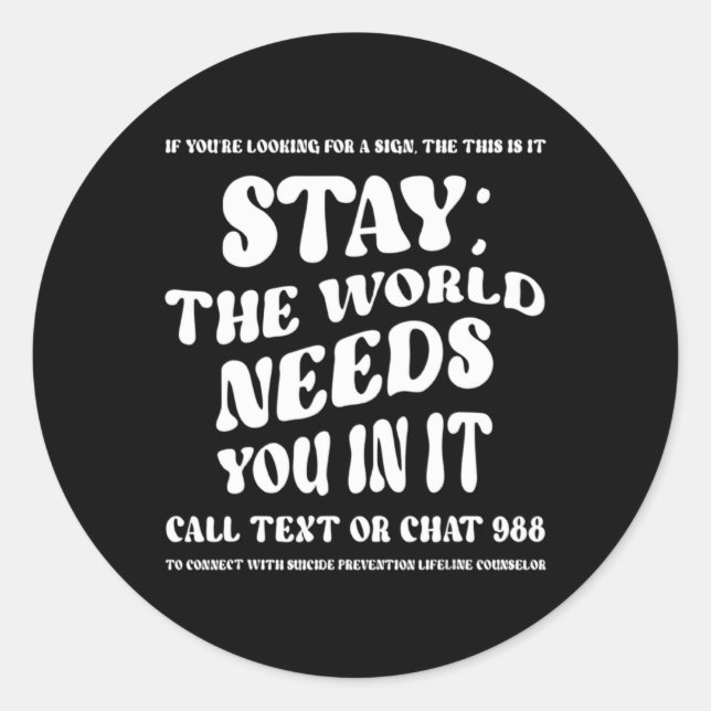 Sticker Rond 988 Suicide Prevention Awareness Broken Crayons St (Devant)