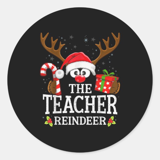 Sticker Rond 99 Matching Christmas Reindeer Squad Uni-adults Ch (Devant)