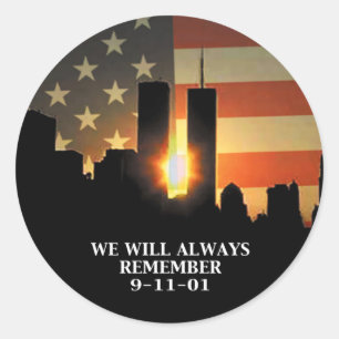 Sticker Rond 9-11 souvenez-vous - Nous n'oublierons jamais