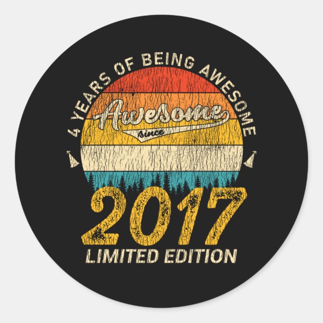 Sticker Rond 9 Ans Anniversaire Retro Magnifique 9e anniversair (Devant)
