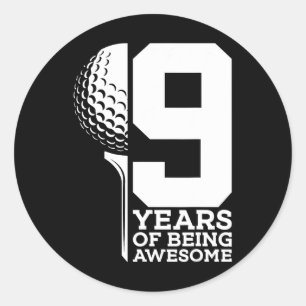 Sticker Rond 9 Ans D'Être Un Golf Super 9e Anniversaire