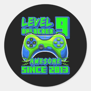 Sticker Rond 9 Déverrouillé Awesome 2013 jeu vidéo 9e anniversa