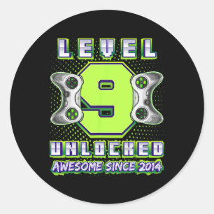 Sticker Rond 9 Déverrouillé Awesome 2014 jeu vidéo 9e anniversa